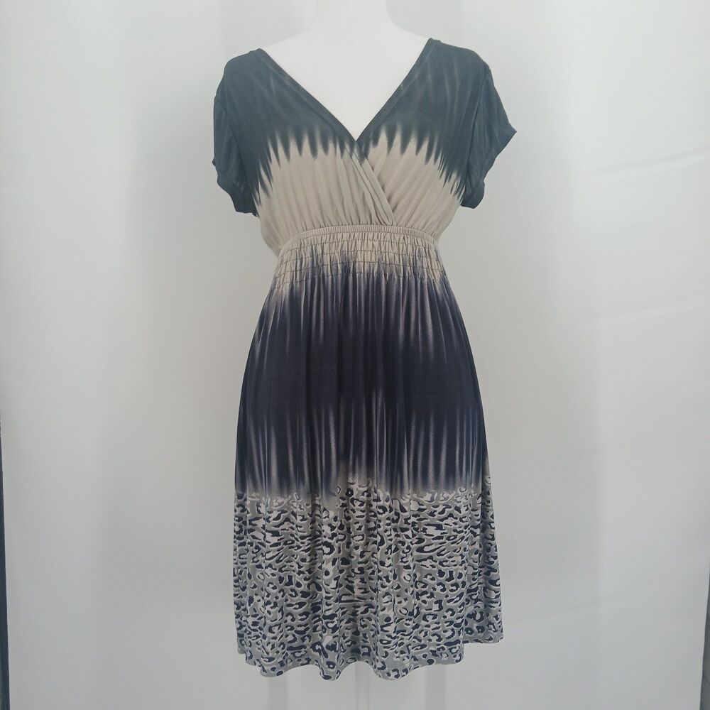 womans christina love size XL grey and cream leopard print tie dye sun dress